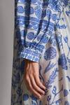 Buy_Payal Jain_White Cotton Silk Chanderi Shirt Collar Printed Dress_Online_at_Aza_Fashions