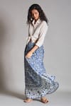 Payal Jain_Blue Cotton Dobby Printed Skirt  _Online_at_Aza_Fashions