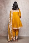 Shop_Ajiesh Oberoi_Yellow Mulmul Round Embroidered Kurta And Dhoti Pant Set _at_Aza_Fashions