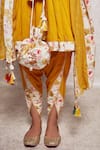 Buy_Ajiesh Oberoi_Yellow Mulmul Round Embroidered Kurta And Dhoti Pant Set _Online_at_Aza_Fashions