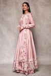 Ajiesh Oberoi_Pink Cotton, Chanderi, Kota Doria Round Embroidered Anarkali Set_Online_at_Aza_Fashions