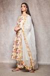 Shop_Ajiesh Oberoi_White Chanderi, Kota Doria, Mulmul Boat Embroidered Kurta And Palazzo Set_at_Aza_Fashions