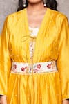 Buy_Ajiesh Oberoi_Yellow Chanderi, Mulmul Open Embroidered Jacket And Gharara Set_Online_at_Aza_Fashions