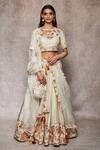 Ajiesh Oberoi White Organza, Chanderi Round Embroidered Lehenga Set Online at Aza Fashions Ajiesh Oberoi_White Organza, Chanderi Round Embroidered Lehenga Set_Online_at_Aza_Fashions