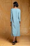 Shop_Arte-Alter_Blue Handloom Cotton Jamdani Dress_at_Aza_Fashions