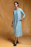 Shop_Arte-Alter_Blue Handloom Cotton Jamdani Dress_Online_at_Aza_Fashions