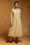 Buy_Arte-Alter_Yellow Handloom Cotton Jamdani Dress_at_Aza_Fashions