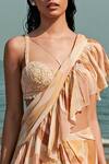 Buy_Arpita Mehta_Beige Ruffle Pre-draped Saree With Blouse _Online_at_Aza_Fashions