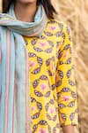 Rang Swati Vijaivargie_Yellow Cotton Satin Round Floral Print Kurta And Pant Set _at_Aza_Fashions