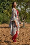 Rang Swati Vijaivargie_Grey Silk Chanderi Round Printed Jacket And Draped Pant Set _Online_at_Aza_Fashions