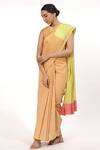 Shop_Abraham & Thakore_Orange Cotton Voile Striped Saree_Online_at_Aza_Fashions