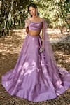 Buy_Pooja Peshoria_Purple Satin Sweetheart Neck Embroidered Lehenga Set_at_Aza_Fashions