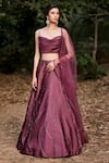 Buy Pooja Peshoria Maroon Net, Satin Sweetheart Neck Embroidered Lehenga Set at Aza Fashions Buy_Pooja Peshoria_Maroon Net, Satin Sweetheart Neck Embroidered Lehenga Set _at_Aza_Fashions