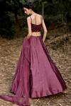 Shop Pooja Peshoria Maroon Net, Satin Sweetheart Neck Embroidered Lehenga Set at Aza Fashions Shop_Pooja Peshoria_Maroon Net, Satin Sweetheart Neck Embroidered Lehenga Set _at_Aza_Fashions
