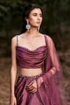 Pooja Peshoria Maroon Net, Satin Sweetheart Neck Embroidered Lehenga Set Online at Aza Fashions Pooja Peshoria_Maroon Net, Satin Sweetheart Neck Embroidered Lehenga Set _Online_at_Aza_Fashions
