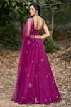 Shop_Pooja Peshoria_Purple Georgette V Neck Embroidered Lehenga Set _at_Aza_Fashions