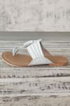 Buy_Sandalwali_White Tassels, Cut Work Handmade Kolhapuri Sandals With _Online_at_Aza_Fashions