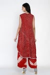 Shop Twenty Nine Red Gajji Silk , Shibori V Neck Kurta And Pant Set at Aza Fashions Shop_Twenty Nine_Red Gajji Silk , Shibori V Neck Kurta And Pant Set _at_Aza_Fashions