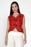 Buy Twenty Nine Red Mirror Embellished Top at Aza Fashions Buy_Twenty Nine_Red Mirror Embellished Top_at_Aza_Fashions
