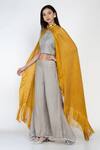 Buy Twenty Nine Yellow Crushed Raidaana Bandhani High Neck Silk Cape at Aza Fashions Buy_Twenty Nine_Yellow Crushed Raidaana Bandhani High Neck Silk Cape _at_Aza_Fashions