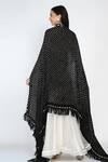 Shop Twenty Nine Black Gajji Silk Bandhani High Neck Cape at Aza Fashions Shop_Twenty Nine_Black Gajji Silk Bandhani High Neck Cape _at_Aza_Fashions
