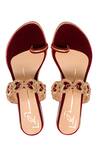 Shop_Nidhi Bhandari_Maroon Embroidery Velvet Wedges _at_Aza_Fashions