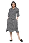 Buy_Ankita_Black Cotton Shirt Collar Printed Dress  _Online_at_Aza_Fashions