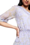 Ankita_Purple Organza V Neck Printed Shirt Dress _at_Aza_Fashions