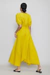 Shop_MATI_Yellow Cotton Round Cowl-draped Jumpsuit _at_Aza_Fashions