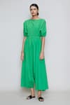 MATI_Green Cotton Round Cowl-draped Jumpsuit _Online_at_Aza_Fashions