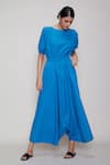 Buy_MATI_Blue Cotton Round Cowl-draped Jumpsuit _at_Aza_Fashions