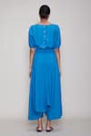 Shop_MATI_Blue Cotton Round Cowl-draped Jumpsuit _at_Aza_Fashions