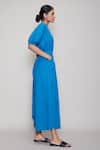 MATI_Blue Cotton Round Cowl-draped Jumpsuit _Online_at_Aza_Fashions