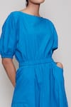 Shop_MATI_Blue Cotton Round Cowl-draped Jumpsuit _Online_at_Aza_Fashions