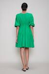 Shop_Mati_Green Flared Cotton Dress_at_Aza_Fashions