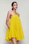 Buy_MATI_Yellow Cotton Halter Backless Dress _at_Aza_Fashions