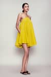 MATI_Yellow Cotton Halter Backless Dress _Online_at_Aza_Fashions