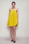 Buy_MATI_Yellow Cotton Halter Backless Dress _Online_at_Aza_Fashions