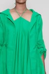 Shop MATI_1 Green Cotton Dress Halter Jacket Open Backless And Online at Aza Fashions Shop_MATI_1_Green Cotton Dress Halter Jacket Open Backless And _Online_at_Aza_Fashions