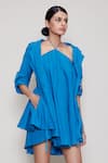 Buy_MATI_1_Blue Cotton Dress Halter Jacket Open Backless And _at_Aza_Fashions