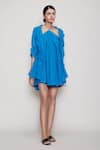 MATI_1_Blue Cotton Dress Halter Jacket Open Backless And _Online_at_Aza_Fashions