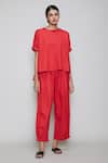 Buy_MATI_1_Red Cotton Round Top And Pant Set _at_Aza_Fashions
