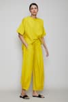 Buy_MATI_Yellow Cotton Round Top And Pant Set_at_Aza_Fashions