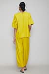 Shop_MATI_Yellow Cotton Round Top And Pant Set_at_Aza_Fashions