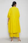 Shop_MATI_Yellow Cotton Mandarin Collar Oversized Tunic _at_Aza_Fashions