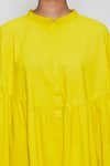 Shop_MATI_Yellow Cotton Mandarin Collar Oversized Tunic _Online_at_Aza_Fashions