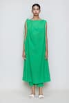 Buy_MATI_Green Cotton Boat Midi Tunic _at_Aza_Fashions