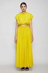 Mati_Yellow Cotton Crop Top And Skirt_Online_at_Aza_Fashions