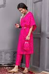 Buy_Pink City by Sarika_Pink Silk V Neck Kaftan Tunic Set _at_Aza_Fashions