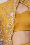 Buy_Asha Gautam_Yellow Banarasi Organza Cape And Lehenga Set_Online_at_Aza_Fashions